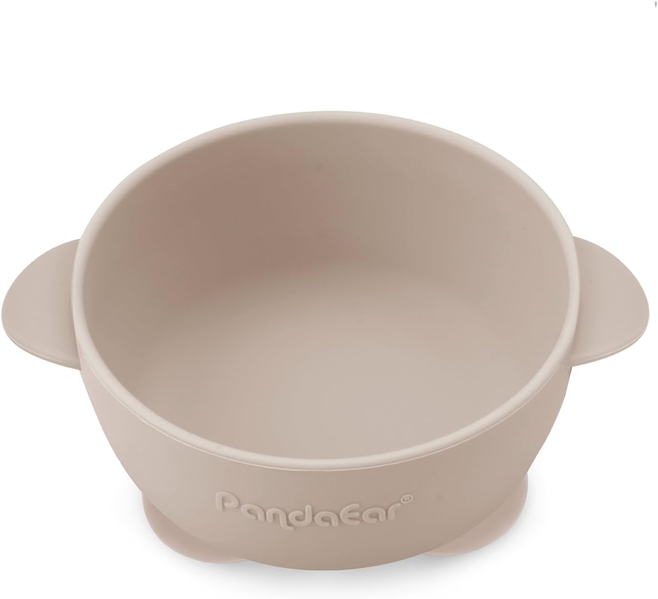 PandaEar Conjunto de 3 Tigelas com Ventosa para Bebê com 3 Colheres, Tigela de Silicone Fixa para Alimentos, Suprimentos para Introdução Alimentar para Bebês e Crianças Pequenas, Livre de BPA (Marrom Linho Bege)