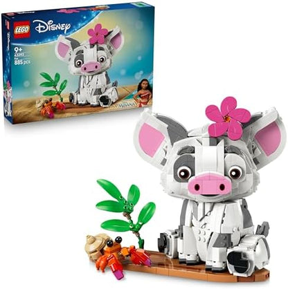 LEGO | Figura do Porquinho Pua da Moana da Disney - Porquinho de Brinquedo com Flor, Caranguejo e Suporte para Jangada para Decoração de Quarto Infantil - Presente de Aniversário para Meninas a partir de 9 Anos e Fãs do Filme - 43292