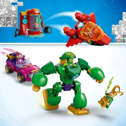 LEGO | Marvel Loki vs. Equipe Homem de Ferro - Brinquedo de Super-Herói com Carro, Avião, Robô e 4 Minifiguras - Presente para Meninos a partir de 4 Anos e Fãs da Série Homem de Ferro e Seus Incríveis Amigos - 11211