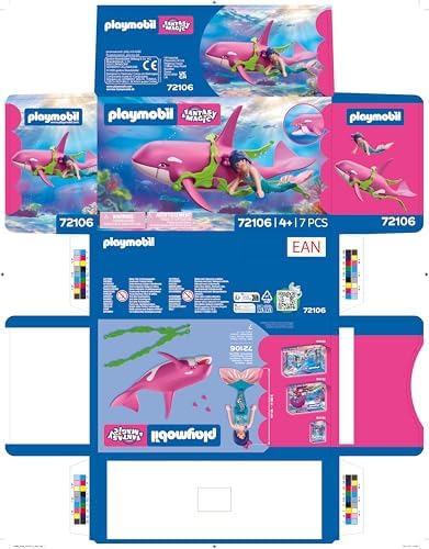 Playmobil | Fantasia e Magia | Orca com Sereia | Orca Grande com Pulseira de Algas Vestível | Brinquedo para Crianças a partir de 4 Anos | 72106