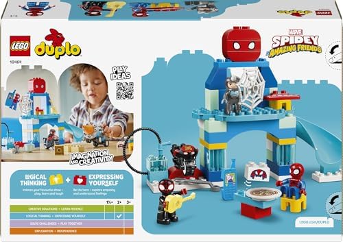 LEGO DUPLO Marvel Team Spidey Webquarters - Brinquedo Educativo para Desenvolvimento da Coordenação Motora em Crianças - Conjunto Montessori - Presente para Meninos a partir de 2 Anos e Fãs do Homem-Aranha e seus Incríveis Amigos - 10464