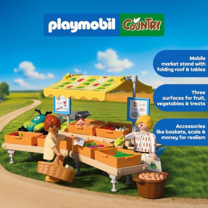 Playmobil | Country | Banca da Fazenda | Banca de Mercado Móvel com Quadriciclo, Produtos Frescos e Muitos Acessórios | Para Crianças a Partir de 4 Anos | 72164
