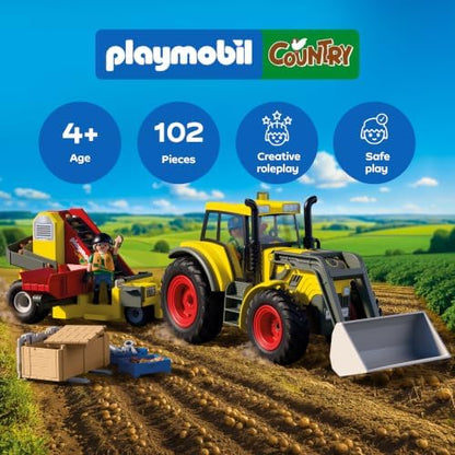 Playmobil | Country | Trator Grande com Colheitadeira de Batatas | Conjunto de Maquinário Agrícola com Carregadora Frontal, Função de Classificação e Muitos Acessórios | Para Crianças a partir de 4 Anos | 72161