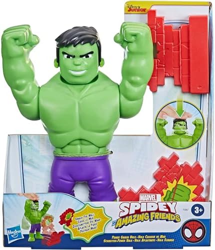 Homem-Aranha e seus amigos incríveis Hasbro Marvel Power Smash Hulk Brinquedo pré-escolar, Figura de ação do Hulk de 25 cm com mudança de rosto, para crianças a partir de 3 anos, Multicolorido (F5067)