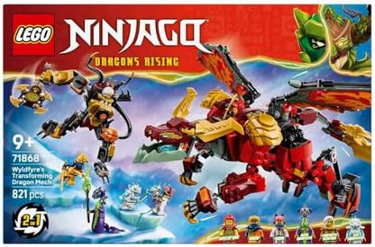 LEGO NINJAGO Dragão Mecânico Transformável do Wyldfyre - Figura de Ação Ninja 2 em 1 com o Mecânico da Imperatriz Beatrix e 6 Minifiguras - Presente de Aniversário para Meninos e Fãs a partir de 9 Anos - 71868