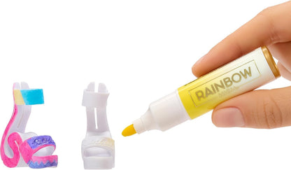 Rainbow High Air Brush & Create - 1 boneca fashion faça você mesmo com kit de aerógrafo, marcadores laváveis com efeito arco-íris, cabelo comprido, olhos verdes, brincadeira criativa para crianças de 4 a 12 anos ou mais.