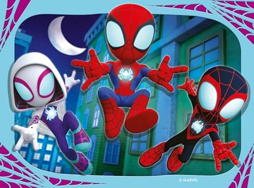 Quebra-cabeças Ravensburger Marvel Homem-Aranha e Seus Incríveis Amigos para Crianças a partir de 3 Anos - 4 em uma Caixa (12, 16, 20, 24 Peças)