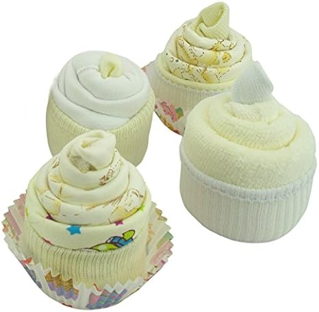 Conjunto de 4 caixas de cupcakes com meias para bebês