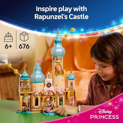 LEGO | Castelo da Rapunzel da Disney - Modelo de Exibição com 4 Mini Bonecas, Figura do Pascal e Acessórios - Presente de Aniversário para Meninas a partir de 6 Anos e Fãs do Filme Enrolados - 43297