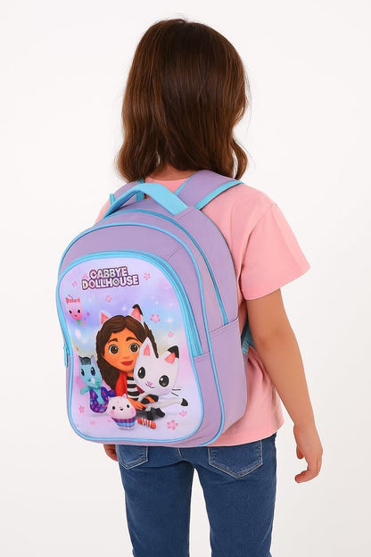 Gabby's Dollhouse Mochila para Meninas - Mochila Escolar Roxa de 37cm com Bolso e Laterais em Tela - Mochila Oficial Gabby para Crianças