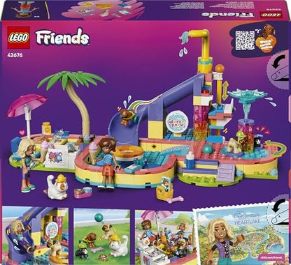 LEGO Friends Dia Divertido no Parque Aquático - Conjunto de Brinquedo em Miniatura com Tobogã, 2 Mini Bonecas, 4 Figuras de Animais e Acessórios para Bichinhos de Estimação - Ideia de Presente de Aniversário para Meninas a partir de 6 Anos - 42676