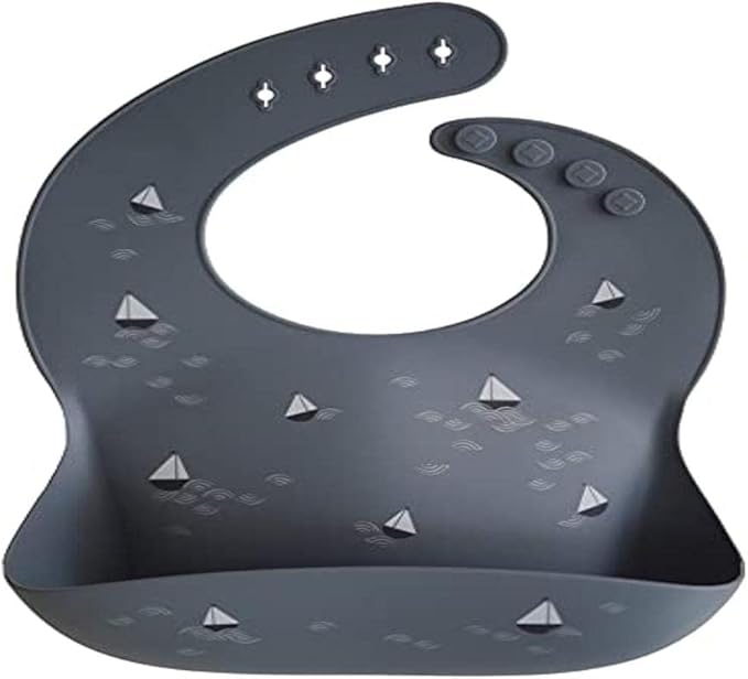 Mushie Babador de Silicone Baby | Babadores Impermeáveis com Ajuste Perfeito | Babadores Fáceis de Limpar para Alimentação do Bebê | 4 Tamanhos Ajustáveis com Bolsos Frontais Fundos | 100% Livre de BPA e Ftalatos