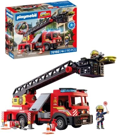Playmobil | City Action | Caminhão de Bombeiros com Escada | Veículo de Emergência com Escada de 63 cm, Luz e Som, Equipamento de Resgate e Muitos Acessórios | Para Crianças a Partir de 4 Anos | 72192