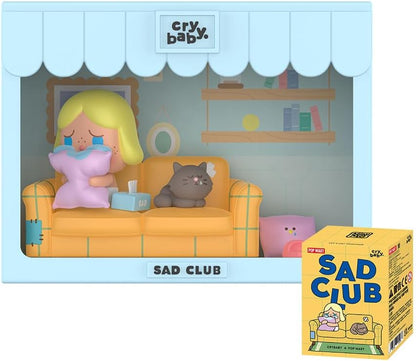 POP MART CRYBABY Série Sad Club Conjuntos de Cenas 1 Caixa 2,5 polegadas Personagem Articulado Design Premium presentes para mulheres Caixa surpresa favorita dos fãs Brinquedo colecionável Boneco de ação de brinquedo de arte