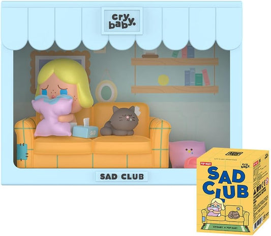 POP MART CRYBABY Série Sad Club Conjuntos de Cenas 1 Caixa 2,5 polegadas Personagem Articulado Design Premium presentes para mulheres Caixa surpresa favorita dos fãs Brinquedo colecionável Boneco de ação de brinquedo de arte