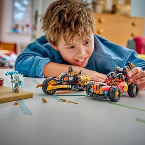 LEGO NINJAGO Veículos Combináveis de Kai e Cole - Carro Ninja, Moto, 3 Minifiguras incluindo Kai e Cole com Katanas - Ótima Ideia de Presente para Meninos a partir de 7 Anos e Fãs de Dragon Ball Rising - 71864
