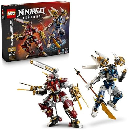 LEGO NINJAGO Os Mechs Titãs Gêmeos - Brinquedo Ninja com 2 Figuras de Ação e 3 Minifiguras, incluindo Kai e Nya - Decoração para Quarto Infantil - Presente de Aniversário para Meninos a partir de 12 Anos e Fãs Adolescentes - 71870