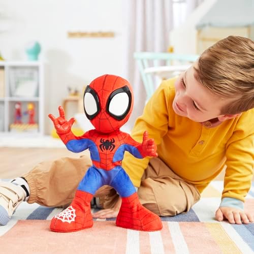Homem-Aranha e seus Incríveis Amigos Marvel Dança e Rasteja - Brinquedo de Pelúcia Interativo com Sons, Brinquedo Falante do Homem-Aranha para Crianças