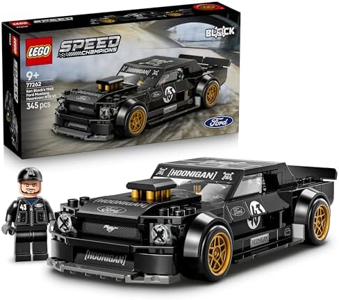 LEGO Speed Champions Ford Mustang Hoonicorn V1 1965 do Ken Block - Kit de Montagem com Minifigura Colecionável - Decoração para Quarto Infantil - Presente STEM para Meninos e Fãs a partir de 9 Anos - 77262