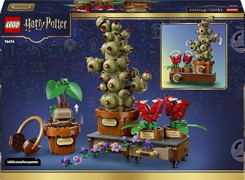LEGO Harry Potter Hogwarts Herbologia Plantas - Brinquedo Interativo com Vasos de Plantas Artificiais com Flores - Decoração para Quarto Infantil - Presente para Fãs Adolescentes e Meninas a partir de 12 Anos - 76474