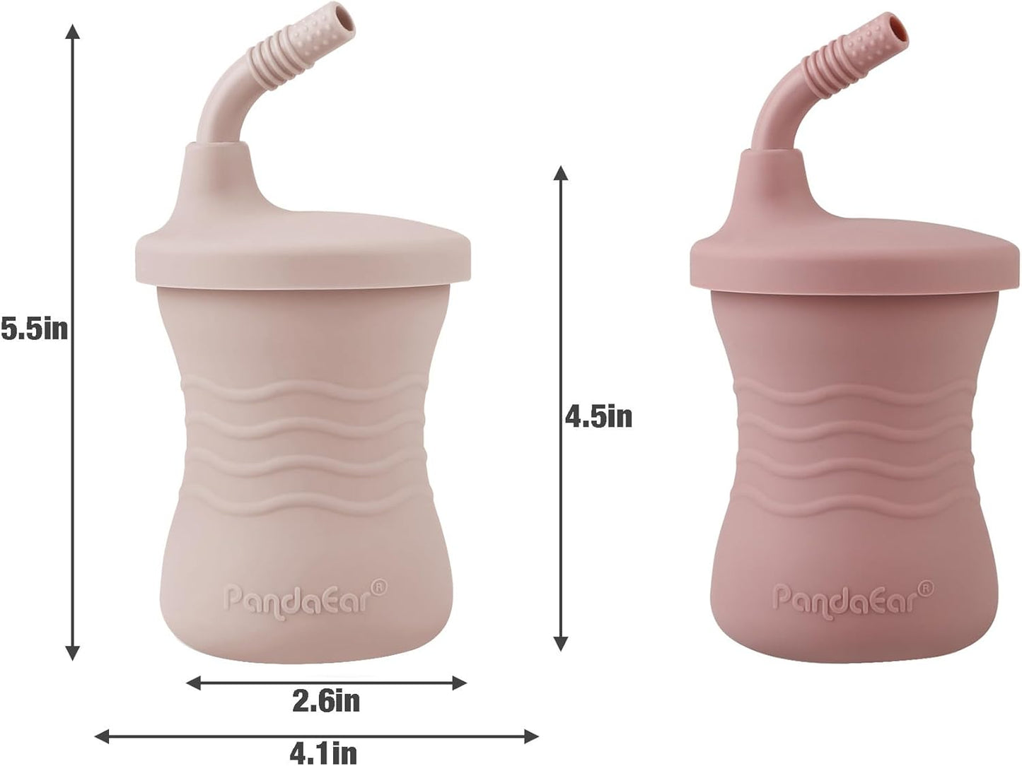 PandaEar Conjunto de alimentação infantil com 12 peças | Conjunto de silicone para alimentação de bebês | 2 pratos infantis com ventosa, 2 babadores de silicone, 2 copos de transição,