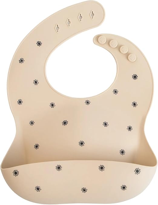 Mushie Babador de Silicone Baby | Babadores Impermeáveis com Ajuste Perfeito | Babadores Fáceis de Limpar para Alimentação do Bebê | 4 Tamanhos Ajustáveis com Bolsos Frontais Fundos | 100% Livre de BPA e Ftalatos