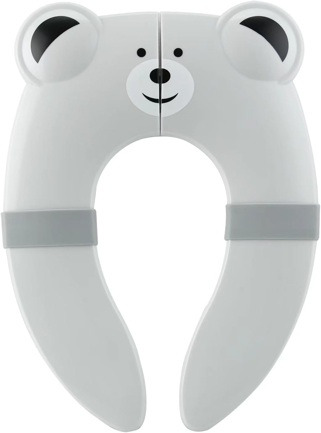 PandaEar Assento Sanitário | Assento Sanitário Dobrável para Viagem, Ideal para Crianças e para o Desfralde | Assento Sanitário Portátil de Silicone para Bebês, Meninos e Meninas com Almofadas Antiderrapantes de Silicone - Urso Cinza