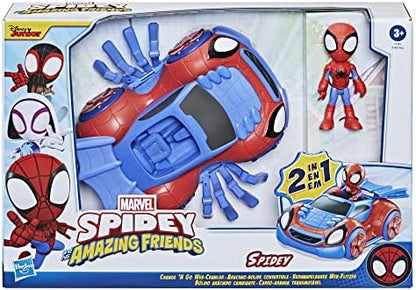 Homem-Aranha e seus amigos incríveis - Figura de ação Marvel Change 'N Go Web-Crawler e Homem-Aranha, veículo 2 em 1, figura de 10 cm, para crianças a partir de 3 anos