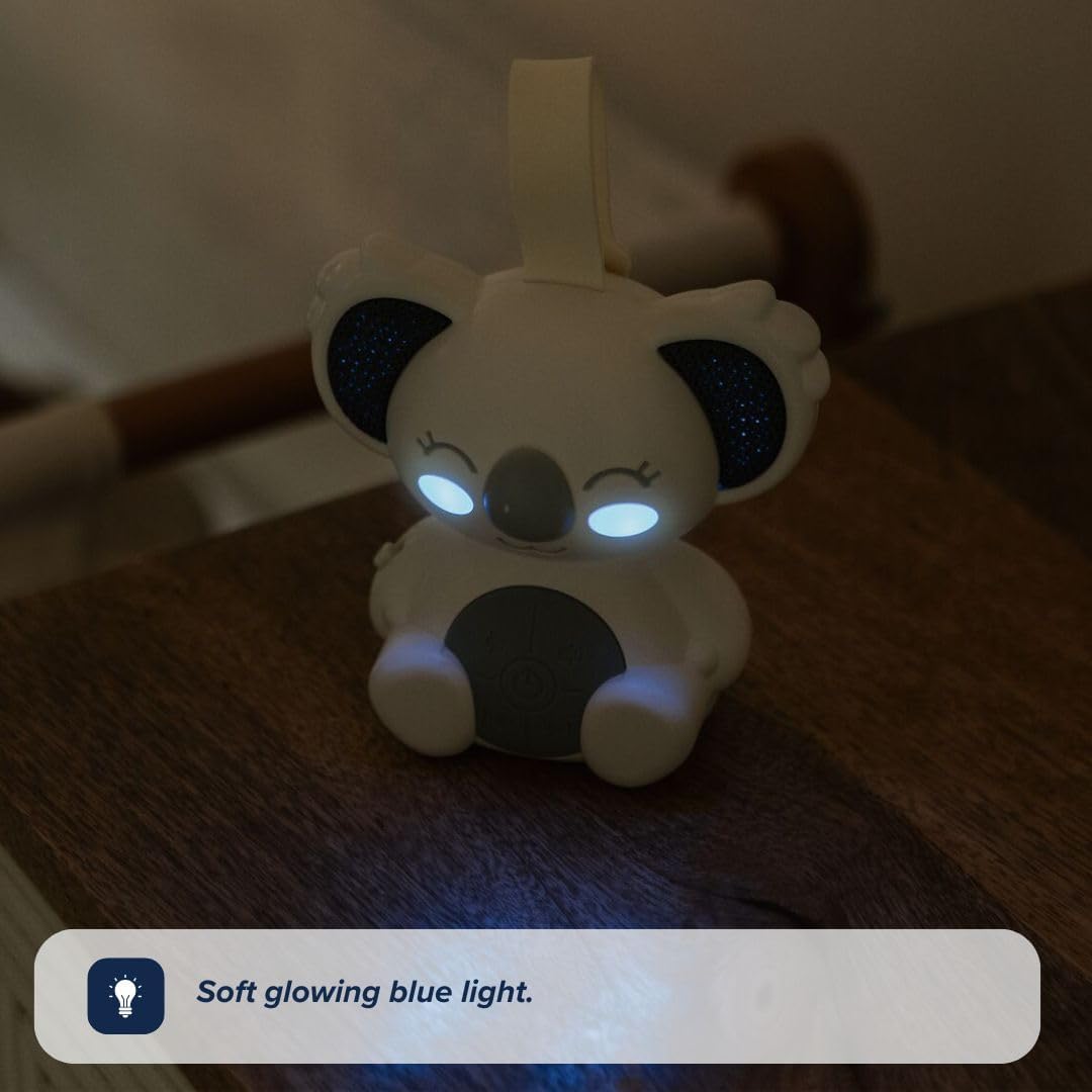 Nuby Sidney Sound Bear – Máquina de som para bebês com 20 sons relaxantes | Alça universal | Recarregável