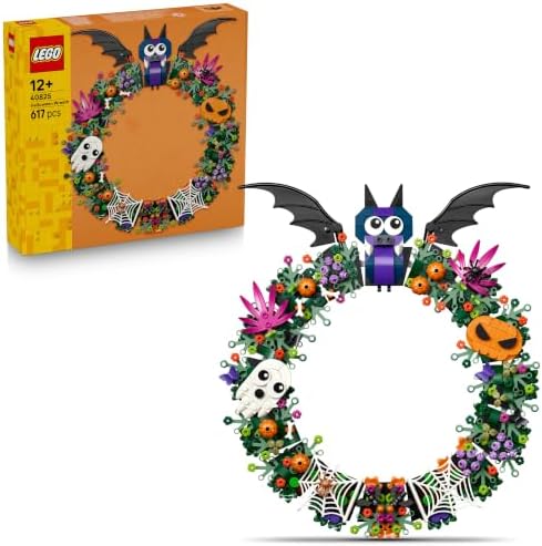 LEGO Kit de Montagem de Guirlanda de Halloween – inclui morcegos, abóboras, fantasmas e teia de aranha – Decoração de parede – Ideia de presente de artes e artesanato para meninas, meninos e adolescentes a partir de 12 anos – 40825