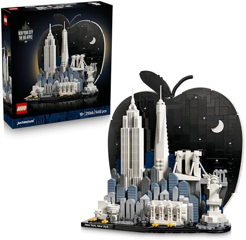 LEGO Architecture Nova Iorque – A Grande Maçã - Kit de Modelo em Miniatura para Adultos - Decoração de Prateleira 3D com Pontos Turísticos, incluindo Empire State Building e Ponte do Brooklyn - Ideia de Presente DIY - 21066