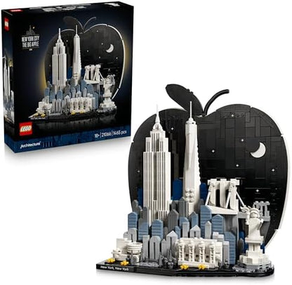 LEGO Architecture Nova Iorque – A Grande Maçã - Kit de Modelo em Miniatura para Adultos - Decoração de Prateleira 3D com Pontos Turísticos, incluindo Empire State Building e Ponte do Brooklyn - Ideia de Presente DIY - 21066
