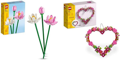 LEGO  Conjunto de flores de lótus criador, kit de construção de buquê para meninas, meninos e fãs de flores, construa 3 flores artificiais para exibir em casa como decoração de quarto ou mesa, ideia de presente para o dia dos namorados 40647