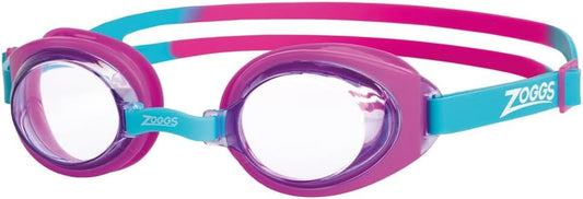 Zoggs Óculos de natação para crianças Little Ripper, óculos de natação com proteção UV, alça de óculos para crianças com ajuste de deslizamento dividido, lentes de óculos de natação rosa sem neblina, óculos para crianças de 0 a 6 anos