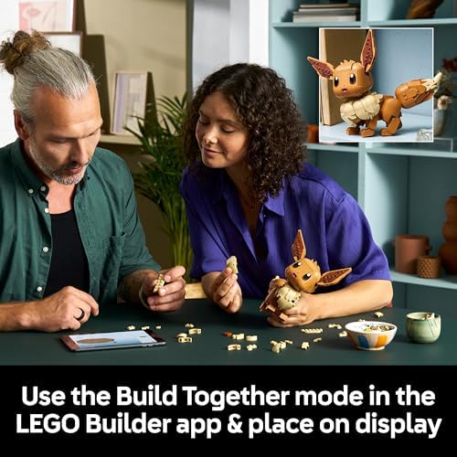 LEGO Pokémon Figura Eevee - Conjunto de Construção para Adultos - Kit de Modelo Anime com Membros, Orelhas e Cauda Articulados - Decoração DIY para Quarto ou Mesa - Ideia de Presente Colecionável para Fãs de Jogos - 72151
