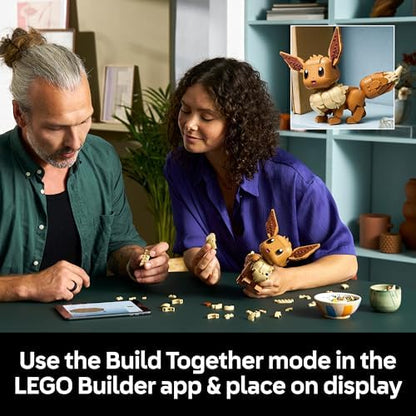 LEGO Pokémon Figura Eevee - Conjunto de Construção para Adultos - Kit de Modelo Anime com Membros, Orelhas e Cauda Articulados - Decoração DIY para Quarto ou Mesa - Ideia de Presente Colecionável para Fãs de Jogos - 72151