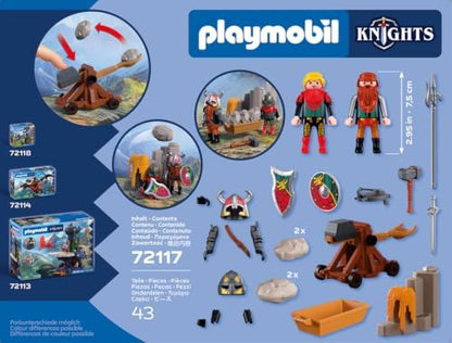 Playmobil | Cavaleiros | Catapulta do Cavaleiro do Dragão | Catapulta de Pedra com Função de Disparo e Muralha de Pedra | Brinquedo de Cavaleiros para Crianças a partir de 4 Anos | 72117