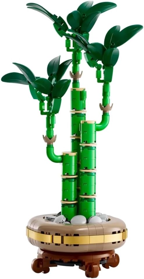 LEGO Planta artificial Botanicals Lucky Bamboo para exibição interna - Conjunto para adultos inclui um vaso edificável com um pedestal com efeito de madeira para decoração de casa - Presente para ela ou ele