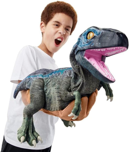 UAU! COISAS - Brinquedo de dinossauro azul bebê Jurassic World REAL FX, dinossauro animatrônico hiper-realista, movimentos realistas e sons de filmes reais, brinquedos oficiais Jurassic World Dominion, idade 8+