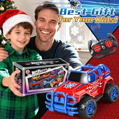 Carrinhos de Controle Remoto Hymaz Spider para Crianças de 3 a 12 Anos, Brinquedos de Carro e Caminhão RC para Meninos e Meninas, Carrinho de Controle Remoto Off-Road para Uso Interno e Externo, Brinquedo Monstro Aranha, Ótimo para Presentear Crianças.