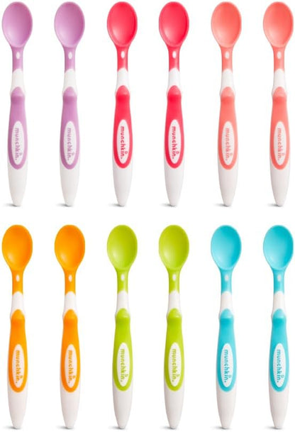 Munchkin Conjunto de colheres para desmame de bebê com alças ergonômicas, tigelas para bebês - conjunto de tigelas de plástico brilhantes, xícaras para crianças, conjunto de pratos para bebês | Pratos empilháveis para crianças,