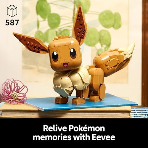 LEGO Pokémon Figura Eevee - Conjunto de Construção para Adultos - Kit de Modelo Anime com Membros, Orelhas e Cauda Articulados - Decoração DIY para Quarto ou Mesa - Ideia de Presente Colecionável para Fãs de Jogos - 72151