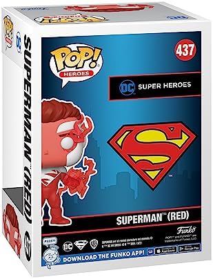 Funko POP! Heroes: DC - Superman - (Vermelho) - DC Comics - Exclusivo da Amazon - Figura de Vinil Colecionável - Ideia de Presente - Produto Oficial - Brinquedos para Crianças e Adultos - Fãs de Quadrinhos