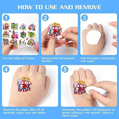 8 Folhas de Tatuagens Temporárias do Homem-Aranha e Seus Incríveis Amigos para Festas de Aniversário Infantis - Lembrancinhas e Decorações - Adesivos Fofos de Tatuagens Falsas para Festa do Aranha…