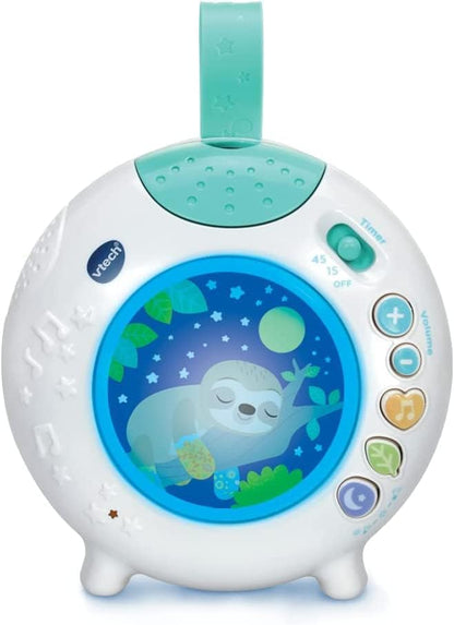 VTech Luz de berço Baby Sleepy Sloth, com projeção de padrão de luz colorida, sons da natureza e canções de ninar calmantes, presente portátil para bebês, 0, 3, 6, 12 meses