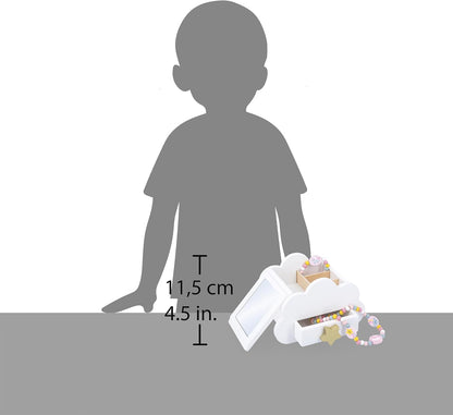 Janod - Caixa de joias com aberturas secretas - Acompanha 1 pulseira de unicórnio e 1 collie de unicórnio - Com gaveta e espelho - 17 cm x 11 cm A partir de 3 anos - J06462