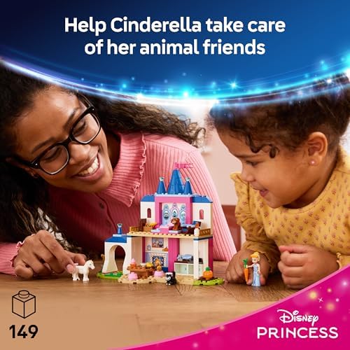 LEGO | Castelo da Cinderela e seus Amigos Animais da Disney - Conjunto Educativo com Mini Boneca e 4 Figuras de Animais - Presente de Aniversário para Meninas e Fãs a partir de 4 Anos - 43283