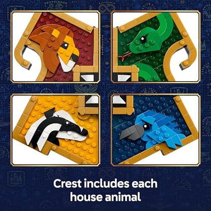 LEGO Harry Potter Brasão das Casas de Hogwarts - Modelo de Arte de Parede 3D com Animais - Decoração para Quarto Infantil - Ideia de Presente de Aniversário para Fãs Adolescentes e Meninas a partir de 12 Anos - 76462
