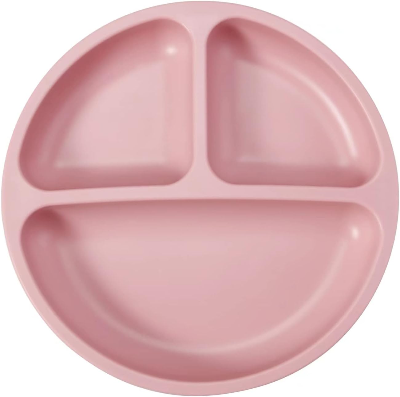 PandaEar Conjunto de 3 pratos divididos de silicone inquebrável para bebês e crianças pequenas da - Antiderrapantes - Podem ser lavados na lava-louças e usados no micro-ondas - Silicone (Rosa, Verde e Bege Claro)