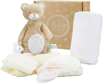 Baby Box Shop - Toalha com capuz personalizada para bebê e cobertor de urso personalizado para bebê, itens essenciais para recém-nascidos, Baby Box Shop - 6 itens essenciais para recém-nascidos unissex